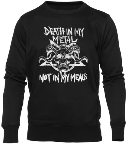 Newtee Veganer Metalhead Grauer Graues Schwarzes Unisex-Sweatshirt Mit Rundhalsausschnitt
