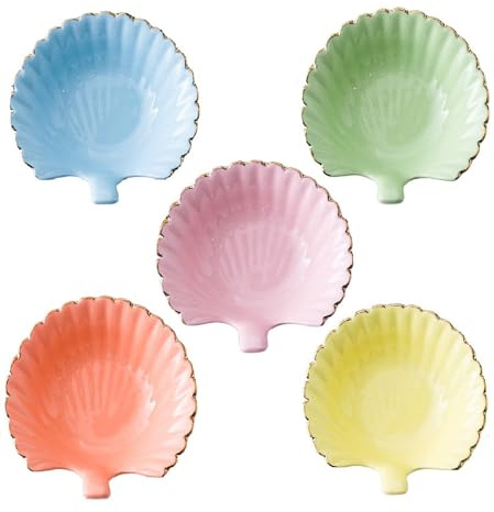 XNSHUN 5 Stück Keramik Dip Schalen Snack Schalen Set, Macaron Mini Keramik Soße Gewürzschalen Sushi Sojasauce, Stapelbar Snackschalen Gewürzschale Für Sushi, Sauce, Snacks Und Soja (Shell)