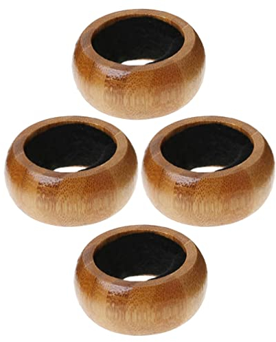 CheWYZ 4Pcs Wine Bottle Collars, Wine Drip Ring Wine Bottle Neck Catcher Reusable Wooden Ring Drip Stoppers for Wine Bottles, Wine Stop Accessories for Bar and Home