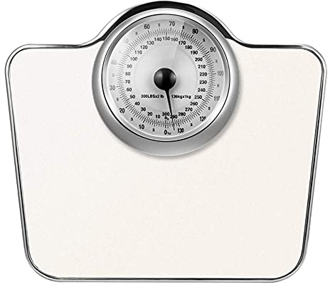 Mechanische Präzisions-Personenwaage, großes Zifferblatt, Federprinzip ohne Batterie, Skalenoberfläche aus Kunstleder, Ganzstahlgehäuse, Retro-Design, Gewichtsskala/Silber / 350 x 310 x 65 mm, Digit