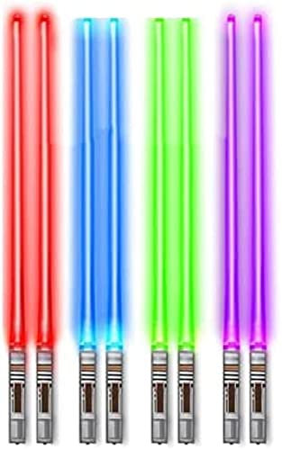 Bacchette con Spada Laser da 4 Paia, Bacchette a LED durevoli, Leggere, Portatili, Senza BPA e Adatte agli Alimenti, per Feste all'aperto in Cucina Domestica