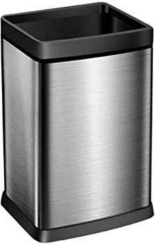 Papierkorb kann mit Mitglied 12l/15l/18l/25 Küche Bad WC Edelstahl Mülleimer Hause Unverdeckt Große Wohnzimmer Einfache Mülleimer Büro Abfalleimer Badezimmer Abfalleimer (Größe : Silber-