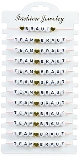 12 Stück Team Braut Armbänder,Bachelorette Armbänder,Team Braut Armband,Armband Junggesellinnenabschied,Verstellbaren JGA Armbänder Set, Junggesellinnenabschied Armband, JGA Armbänder Frauen