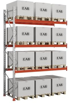kaiserkraft | Palettenregal | verzinkt/orange | HxBxT 4000 x 2840 x 1100 mm | Fachlast 3000 kg | Anbauregal