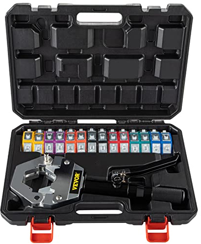 VEVOR Hydra-Krimp 71500, crimpadora manual de manguera de CA, reparación de aire acondicionado, herramienta de crimpado de manguera hidráulica con juego de 7 troqueles para accesorios de manguera de
