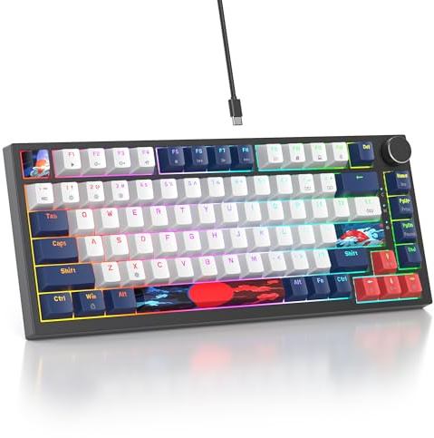SbocKeeb Tastiera meccanica con guarnizione al 75%, tastiera RGB meccanica cablata personalizzata TKL al 75% sostituibile a caldo con cuscinetti fonoassorbenti, QWERTY americana programmabile