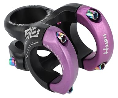 INFINAUTO Manillar Corto de Bicicleta de Montaña Potencia de 31.8mm 40mm MTB BMX Fixie Ciclismo de Engranaje Potencia Corta de Ciclos con Elevación de 0 Grados Negro Morado 1pc
