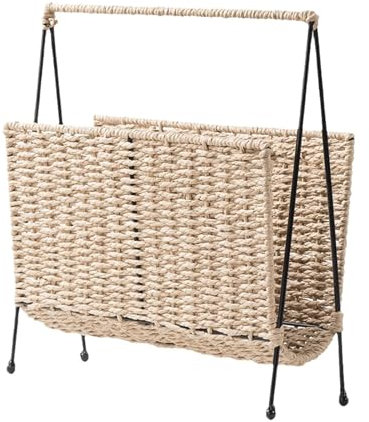 Porte-revues tissé à la main, panier de rangement pour livres, journaux, salon, chambre d'enfant, bureau