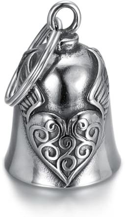 ZKGYUS Guardian Bell Motorrad Glöckchen, Edelstahl Motorrad Glocke Glücksbringer, Motorradglockenaufhänger Chrom für Motorrad Zubehör oder Schlüsselanhänger, Geliefert in einer Samt-Geschenktasche