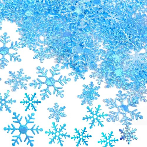 ParPix 3 Größen Streudeko Schneeflocken Deko, 800 Stück Schneeflocken Konfetti Weihnachten Deko,Streudeko Weihnachten,Schneeflocke Frozen Tischdeko,Deko Schnee Selber Basteln Winterdeko Weihnachtsdeko