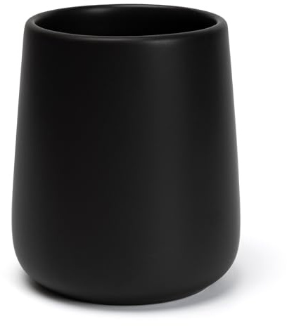 UHEY HOME Bathroom Tumbler Cup Ceramic 13.5oz Reusable Toothbrush Cup 400ml, Toothbrush Holder Adequate for Your Bathroom (Black Brown)