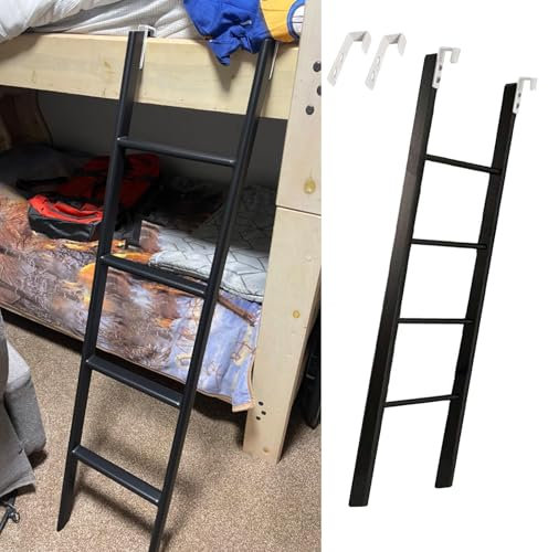 CMYUN Scaletta Letto a Castello Antiscivolo Solo Scala a Castello Nera per Camper, Scala a Castello in Metallo con 2 Ganci E Piedini, Appartamento in Dormitorio Scale a Due Gradini(140cm/55)