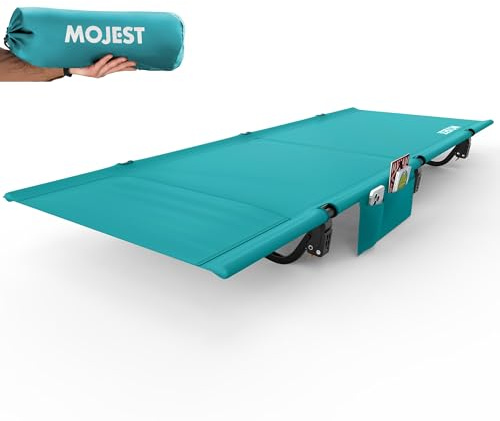 Mojest Ultralight Camping Cot for Adults, Portable Folding Camping Bed, Supports 350 lbs - Lightweight for Travel, Camping, Hiking, Backpacking, Mountaineering (Blue)
