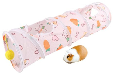 Kleintiertunnel – Haustier-Schlafpfeife | Faltbare Tunnel mit Spielball, Hasenversteck, Aktivitätsspielzeug für Zwergkaninchen, Hamster, Kätzchen, Igel