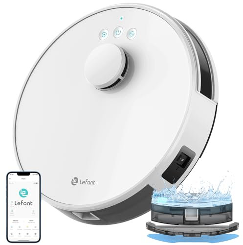 LEFANT Robot Aspirapolvere dToF Navigazione, Mappatura multilivello, Robot Aspirapolvere e Lavelli con mappatura, 4000Pa, 200 Min, Zona Proibita, Controllo WiFi/App/Alexa - Ideale per la Casa