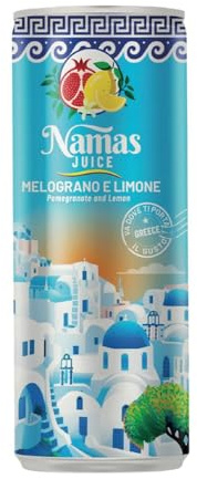 Namas Juice Bevanda Non Gassata Succo di Melograno e Limone con Vitamina C Senza Glutine Confezione da 12 Lattine da 250ml