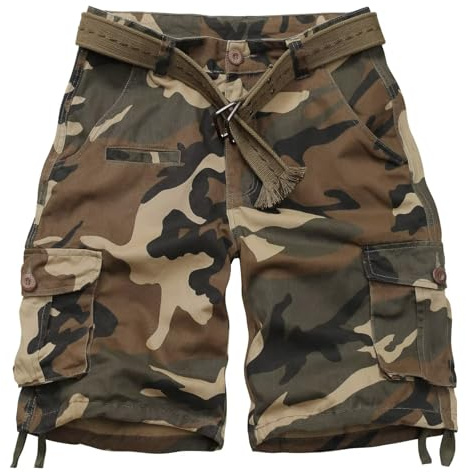VATINNT Men's Cotton Cargo Shorts Casual Work Shorts | Multi-Pocket Camo Combat Shorts for Hiking, Fishing,Camping and Summer Outdoor Wear No Belt
