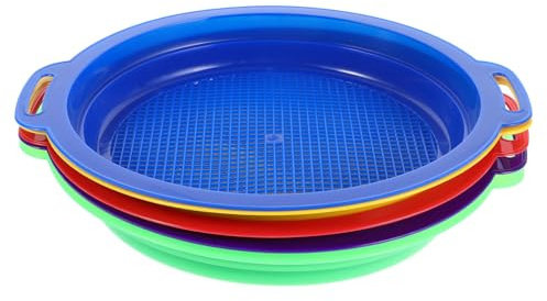 Kisangel 5pcs Sand Sifter Set for Beach Sand Sifter Tools for Digging Shell Collecting Rock Sifting for Sandbox Pool and Park Fun