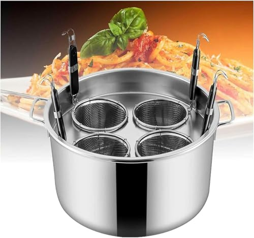 MRKU Juego de ollas para Pasta, Multifuncional de Acero Inoxidable con 4 coladores, Olla para Espaguetis para Cocina doméstica, Herramienta de Cocina Comercial, Restaurante