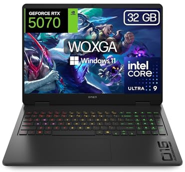 HP OMEN Slim - Ordenador portátil Gaming 16 2.5K WQXGA (Intel Ultra 9-285H, 32GB RAM, 1TB SSD, NVIDIA RTX 5070, Windows 11 Home) Teclado QWERTY Español - Negro
