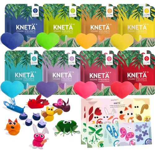 KNETÄ Knete ab 1 Jahr I Party Set I 16x vegane Kinderknete inkl. 2X Bastelkarte Tiermotive I Playdough I Kindergeburtstag