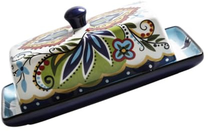 DIYEAH Caja de para Mantequilla con Tapa Floral Creativa Diseño Elegante para Almacenamiento Práctico y Uso Prolongado Cocina