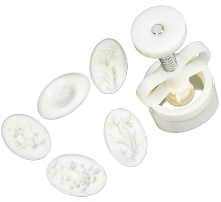 Lurrose Molde para Pastel de Luna de Plástico Blanco Diseño Creativo y Fácil Desmoldeo, Adecuado para Repostería Casera y Galletas Tradicionales, 1 Set Incluido