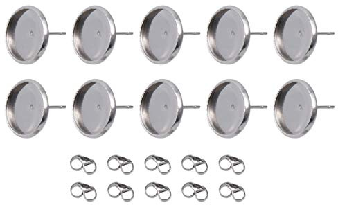 40PCS Ohrstecker Rohlinge 40PCS Ohrring Rücken Stopper Ohrschmuck Cabochon 12mm Edelstahl Ohrstecker Basteln Schmuckzubehör Schmuckherstellung Material Zubehör