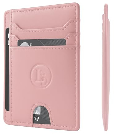 LuxyGo Kartenetui Herren Echtleder RFID, Slim Kartenhalter mit Sichtfenster