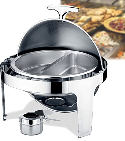 6L Juego de Chafing Dish, Eléctrica Acero Inoxidable Redondo Calentadores de Comida, para Bufé, Fiesta, Banquetes Calentar Alimentos