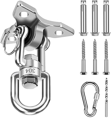 DUOJIN Gancio per Soffitto, Girevole a 360°Ganci di Sospensione capacità Portante 500KG Moschettone Ancoraggio da Parete Kit per Altalena, Amaca, Yoga, Sacco da Boxe