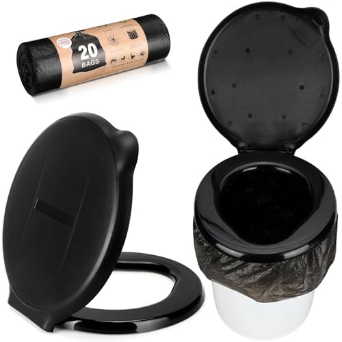 Glenmal 5 Gallon Bucket Toilet Seat with Lid Camping Bucket Toilet Seat, 20 Bags Portable Emergency Lid for Adults Outdoor Luggable Cover for 5 Gallon Accessories
