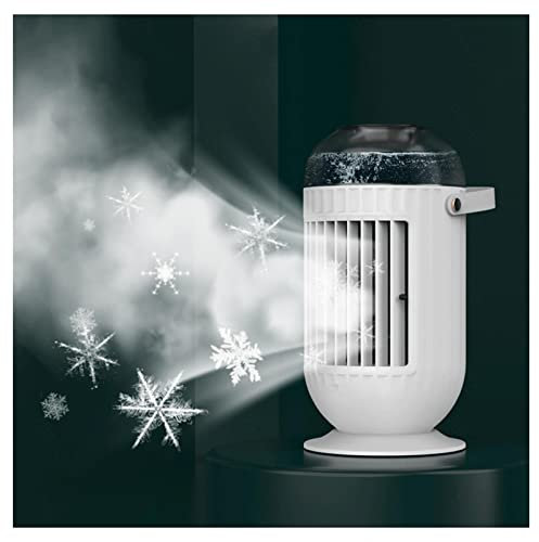 OWLEEN Aire Acondicionado Portatil Camper, 4 en 1 Reducido Humidificador, Aire Frio Portatil con 3 Colores | 2 Modo Niebla y 3 velocidades para el hogar Oficina