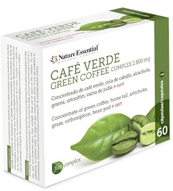 Nature Essential Café Verde 2800 mg, 60 Cápsulas, Extracto Seco, 45% Ácido Clorogénico, Ideal en Dietas de Adelgazamiento, Ayuda a Aumentar el Efecto Saciante