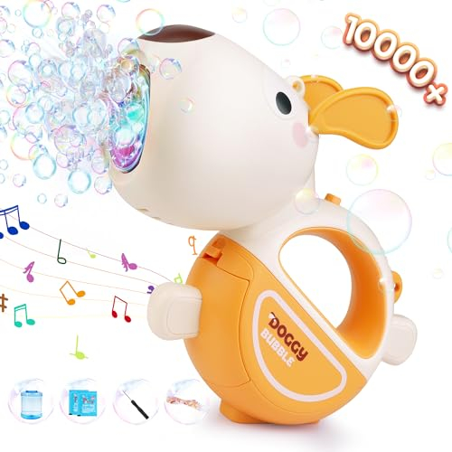 Pistola de pompas de jabón para niños, máquina de burbujas de jabón: LED luz burbujas eléctrica con tanque de 100 ml azul automático pompas de jabón máquina para niños tirador juguete