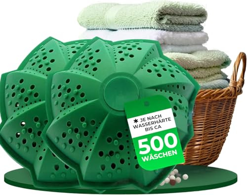 Tvättbollar set med 2 för tvättmaskin I Sparar tvättmedel och energi I återanvändbara upp till 500 tvättcykler I Utan ytaktiva ämnen I mild för tvätt I Även som alternativ till tvättmedel och