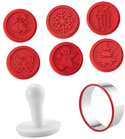 VALICLUD Cookie Cutter Christmas Baking Kit Silicone Stamp Molds for DIY Hand Press for Holiday Party Includes Christmas Cutters