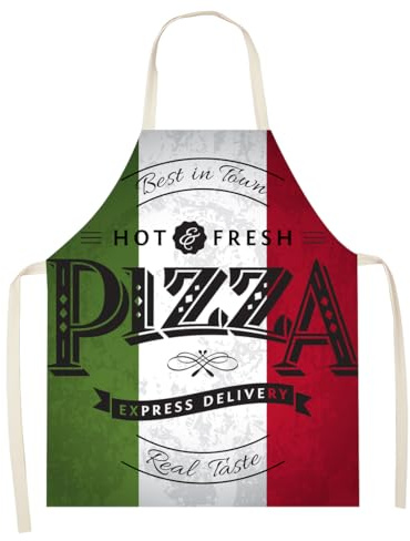 AEIXYA 1 Stück Pizza Schürze, 60 X 80Cm Lustige Küchenschürze, Italienische Flagge Grillschürze Für Männer Lustig,Grillschürze Für Männer, Geeignet Für Damen Und Herren(A)