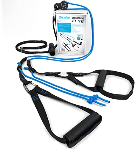 aerobis® aeroSling Elite Schlingentrainer | Sling Trainer Ganzkörpertraining mit Umlenkrolle, Türanker | Videoanleitung + Trainingsplan