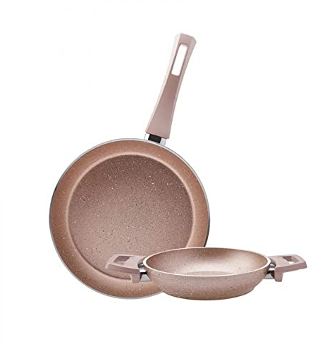Karaca Biogranit Poêle à induction Set 2 pièces Rose Gold, Poêle à frire et poêle à oeufs Set, Biogranit, Poêle, Poêle à oeufs, Fonction anti-adhérente, Technologie avancée, Ménages et familles