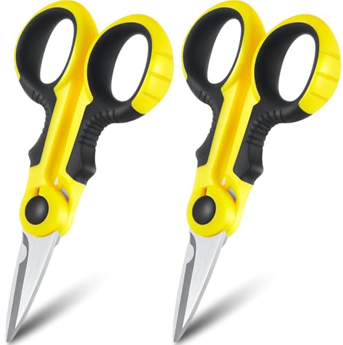 Honoson 2 tijeras de línea de pesca, cortadores de línea trenzados, resistentes, 3Cr13, antideslizantes, tijeras de borde dentado, tijeras de agua salada, tijeras de trenza de agua dulce, cortador de