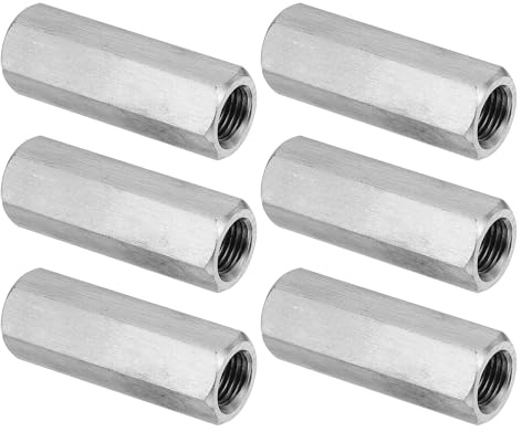PATIKIL Ecrou Long M12 x 1.25 de Pas Écrou Hexagonal en Acier Inoxydable 304, 6Pcs 50mm/ 2 Longueur Raccords de Tige Filetés Avec Écrou de Serrage, Ton Argent