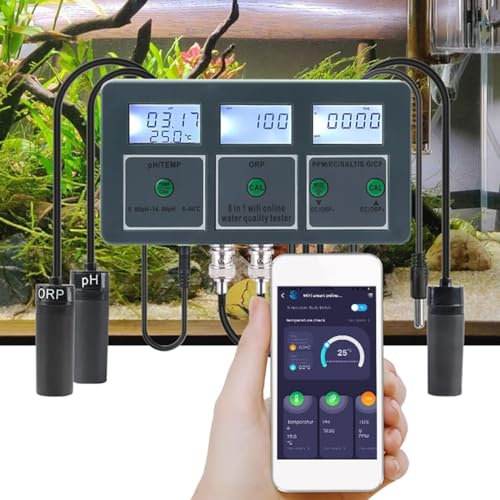Détecteur de qualité de l'eau 8 en 1 Testeur de pH numérique WiFi Smart Meter Moniteur pour Aquariums Piscines Hydroponie – Testeur PH/EC/TDS/SALT/S.G/CF/ORP/TEMP