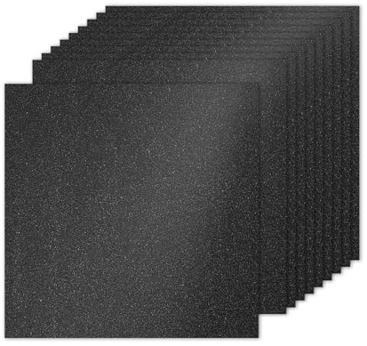 PATIKIL 10 Fogli Cartone Glitterato Nero 10 x 10 pollici, Carta Quadrato Premium Cartoncino Colorato 250gsm per Scrapbook Carta Fai da Te Arte Matrimonio Festa