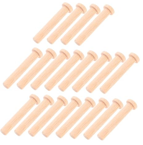 VILLCASE 20pcs Wooden Craft Nails Miniature Wood Nail for Woodworking Train Wheel Crafts