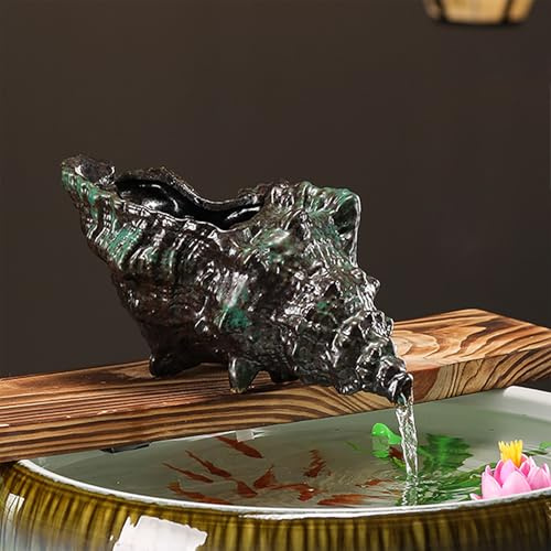 ZYZSY Cracheurs d'étang, Ornements D’Eau Qui Coule en Pot en Céramique, Sortie De Circulation De Fontaine, Sujet Cracheur pour Donner Vie à Votre Bassin de Jardin(Green,25cm*15cm*12cm/9.8 * 6 * 5in)