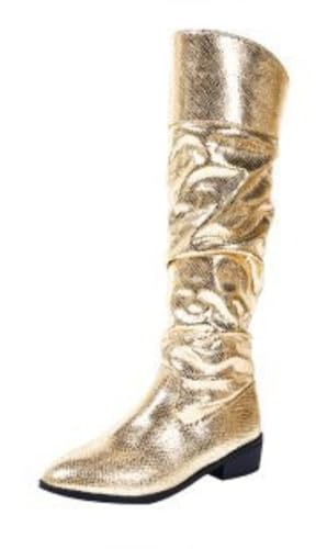 Bottes Hautes Femme Bout Pointu Talon Bas Couleur Métallisé Or Style Western Slouch Talon Bloc Bottes De Cowboy Tendance Pour Soirée Et Fête Automne et Hiver Boots Chaussures 40