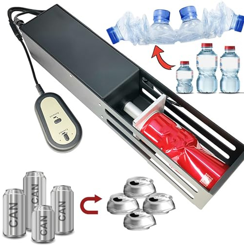 Broyeur De Canettes Electrique en aluminium, électrique, automatique, compresseur portable, un seul bouton, utilisation horizontale et verticale, utilisé pour recycler les de 160 à 500 ml