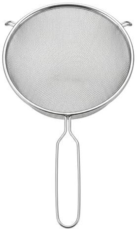 Premium Stainless Steel Fine Mesh Strainer, 9 Inch Deep Well Sieve, Ergonomic Wire Handle, Dishwasher Safe, for Rinsing, Draining and Sifting