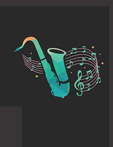 Notenheft: Das Notenbuch für alle Musiker und Komponisten, über 100 blanko Seiten im A4+ Format zum niederschreiben deiner besten Songs und Lieder I Motiv: Saxophon